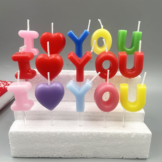 English Letters I LOVE YOU Confession Candle Letters Valentine's Day Love Atmosphere Confession Birthday Candle