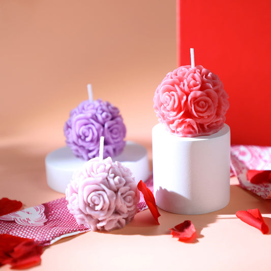 Handmade Rose Pillar Aromatherapy Candle Sculpture Modeling Scented Smokeless Candle Holder Ornament Birthday Candle Gift