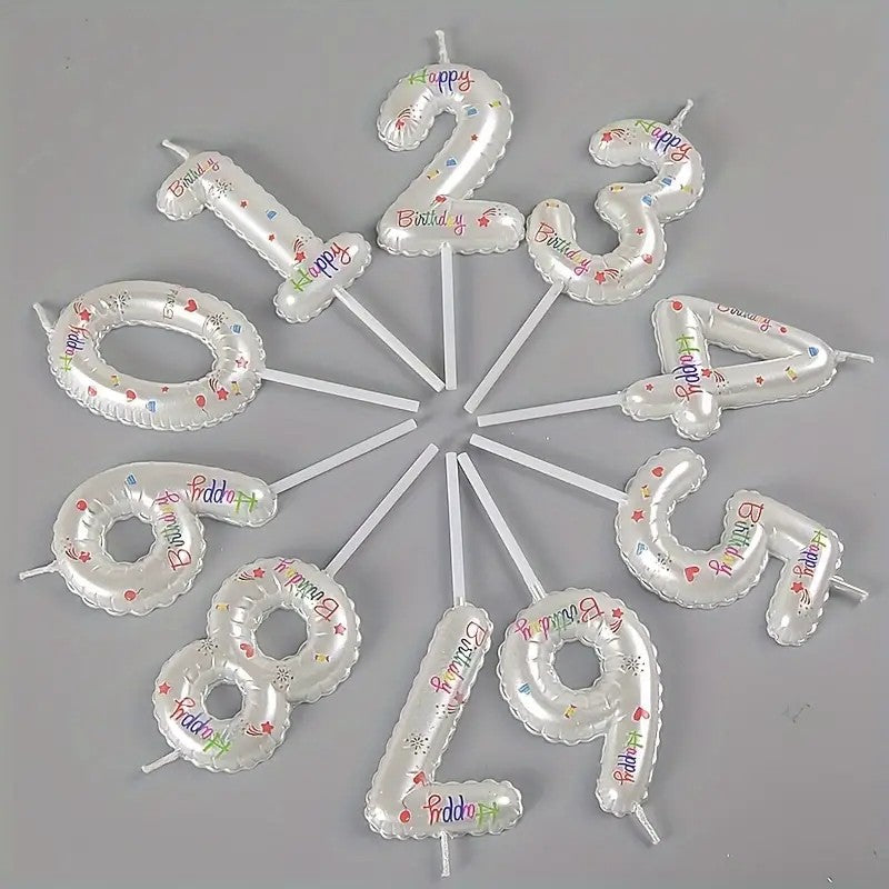 Birthday Cake Decoration Glitter Balloon Number Candles 0-9 - perfect for party celebrations and events