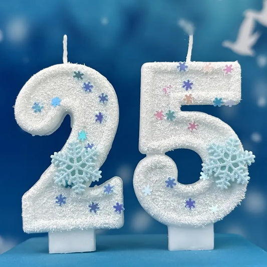 One Winter Romantic Snowflake Birthday Candle - 3.15 inch/8cm cake candle with festive decoration for children, men's and women's birthdays, adult graduations, weddings, housewarming or any celebration - Indoor/outdoor use - Unscented - Single wax wick