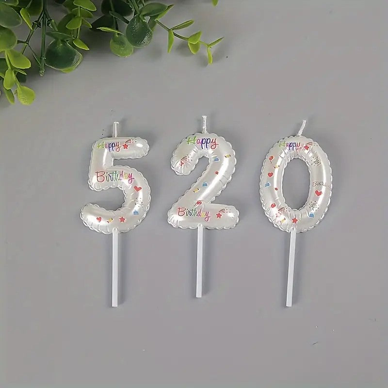 Birthday Cake Decoration Glitter Balloon Number Candles 0-9 - perfect for party celebrations and events