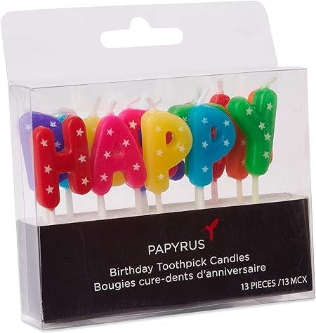 ‘Happy Birthday' Birthday Candle, 13pcs, Star Pattern, Colourful, Birthday Party