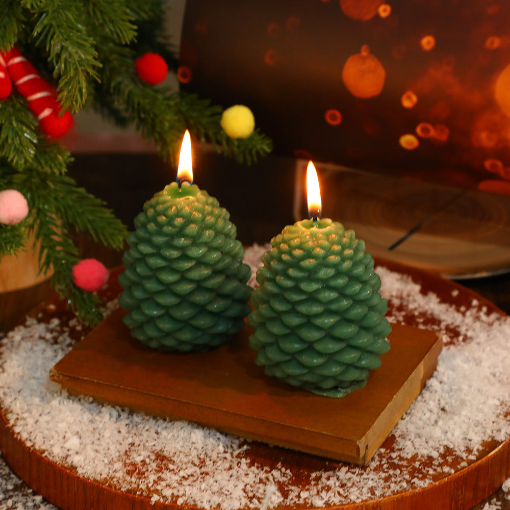 Green Christmas Pinecone Candle 3D Pinecone Shape DIY Christmas Tree Christmas Nut Candle Ornament