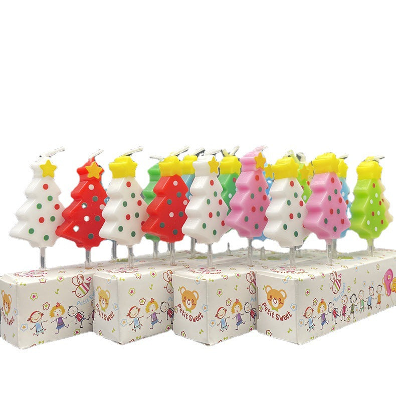 Christmas Supplies Party Decoration Green Colorful Stars Christmas Tree Candles Christmas Atmosphere Small Candles