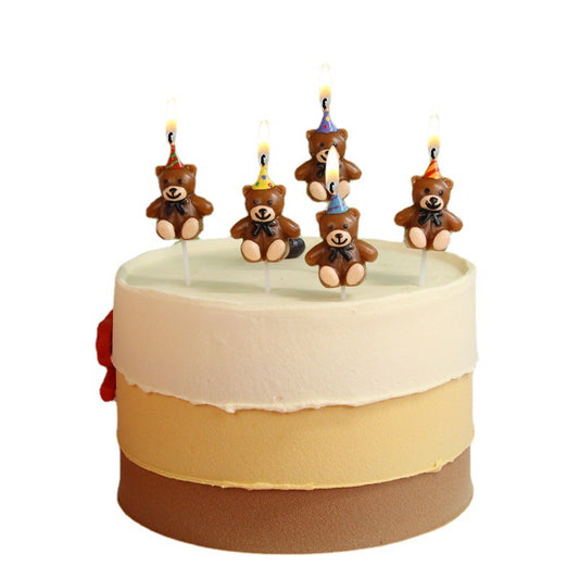 Candle Set,Cute Teddy Bear Birthday Candles, Baby Showers, Weddings, Party Smokeless Cupcake Toppers