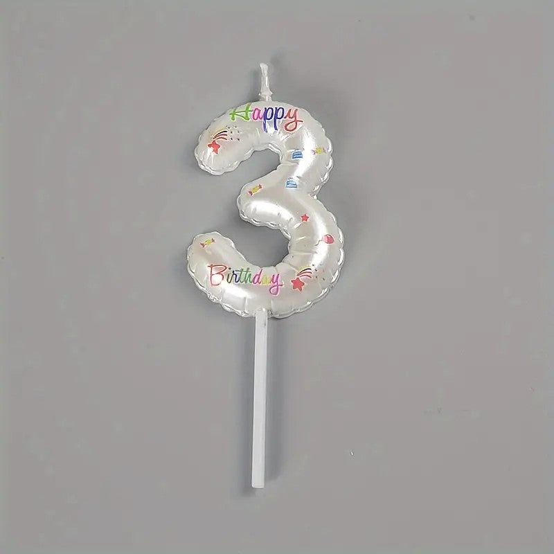 Birthday Cake Decoration Glitter Balloon Number Candles 0-9 - perfect for party celebrations and events