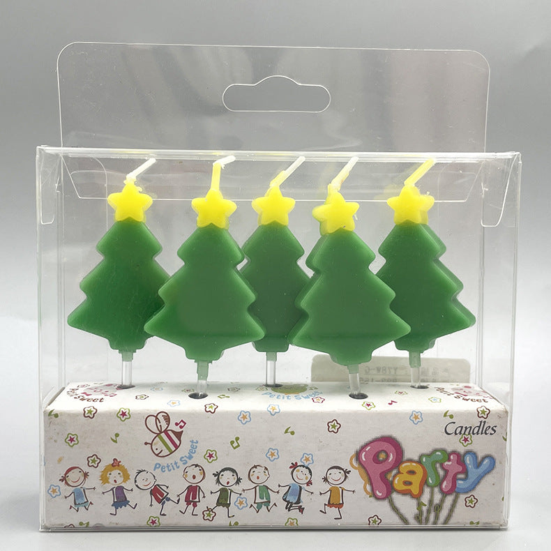 Christmas Supplies Party Decoration Green Colorful Stars Christmas Tree Candles Christmas Atmosphere Small Candles