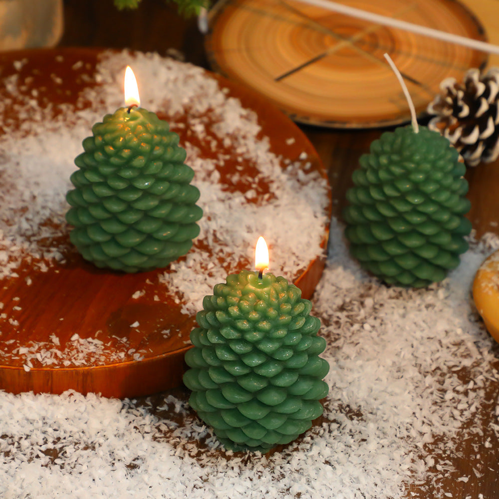 Green Christmas Pinecone Candle 3D Pinecone Shape DIY Christmas Tree Christmas Nut Candle Ornament