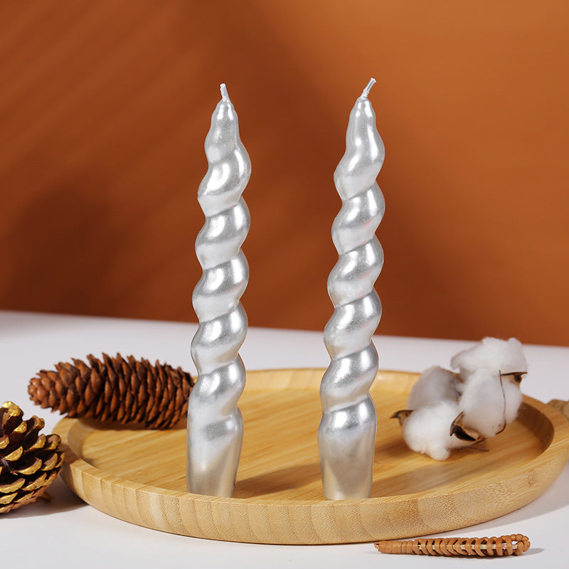 Taper Candles, Spiral Candles, Set of 2, Burn Time 6 Hours, Elegant Decorations for Special Occasions