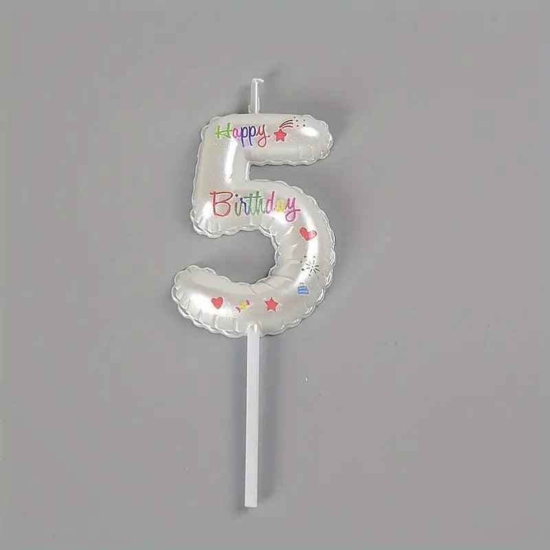 Birthday Cake Decoration Glitter Balloon Number Candles 0-9 - perfect for party celebrations and events