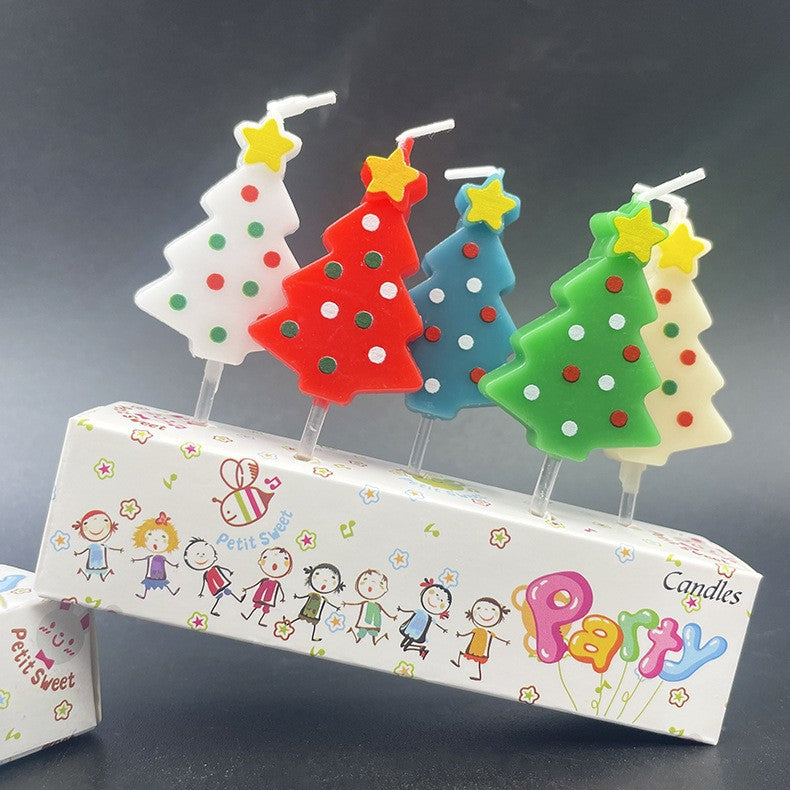 Christmas Supplies Party Decoration Green Colorful Stars Christmas Tree Candles Christmas Atmosphere Small Candles