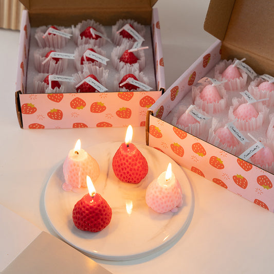 Strawberry Scented Candles, Fruit Candles, Scented, Decorative Candles, Red, Home Decor, Kits Portable, Party Supplies, Paraffin, Travel Minis,1pc/PET box