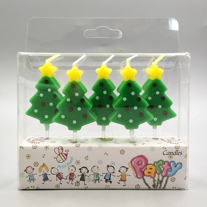 Christmas Supplies Party Decoration Green Colorful Stars Christmas Tree Candles Christmas Atmosphere Small Candles