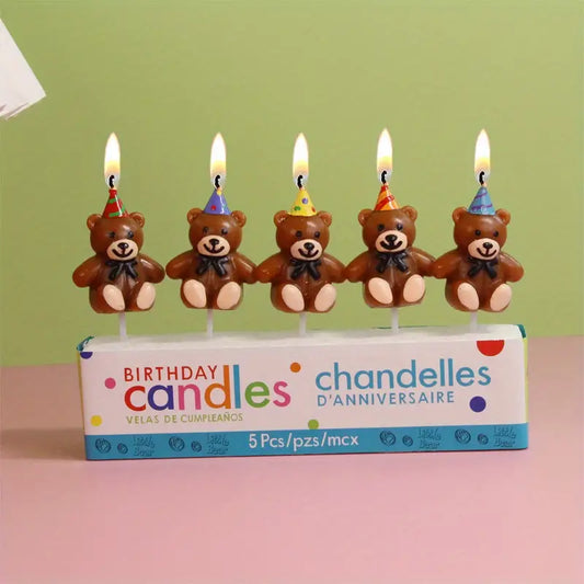 Candle Set，Cute Teddy Bear Birthday Candles, Baby Showers, Weddings, Party Smokeless Cupcake Toppers