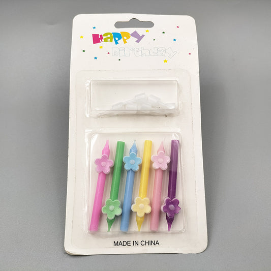 Colorful Cake With Small Flower Birthday Candles Creative Decoration Ornaments Smokeless Christmas Cartoon Flower Candles